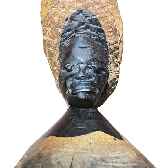 Vtg African Hand-Carved Ebony Wood Female Bust Sculpture Makonde Mpinga Folk Art - Picture 1 of 11